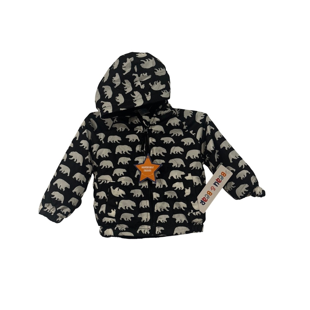 Beau & Bear Reversible Polar Bear Hooded Jacket Black White 12M JBB0012-IN-WP048